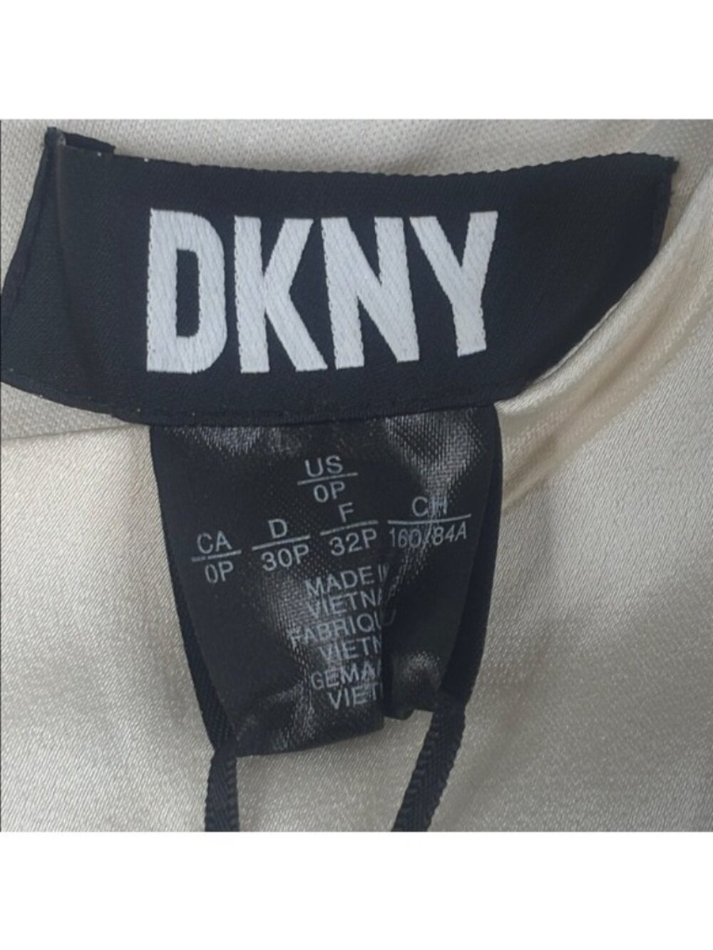NWT DKNY Womens Cream Asymmetric Pleated Bodice Ruffle Dress Petite Size 0P - Picture 3 of 16